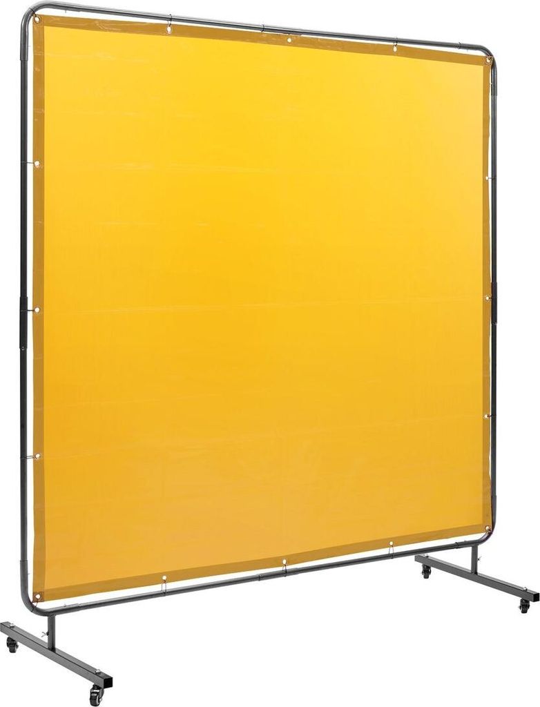 Schweißschirm mit Rahmen, 6' x 6' Schweißvorhangschirm, flammhemmender Vinyl-Schweißschutzschirm auf 4 Lenkrollen (2 feststellbar), beweglich un...