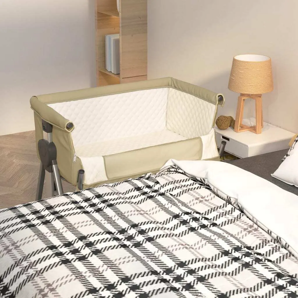 Lit bébé sécurisé avec matelas inclus en lin taupe pour nuits sereines