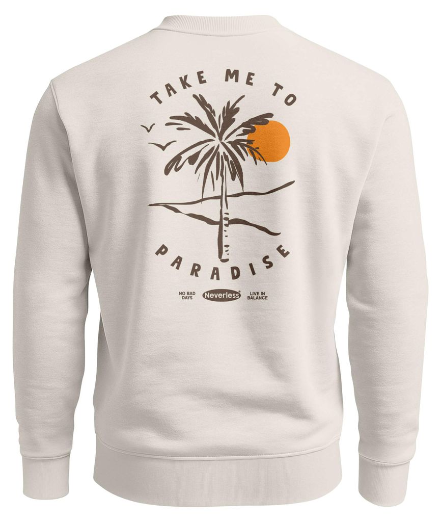 Sweatshirt Herren Pullover mit Backprint Palmen Sonne Design Beach Graphic Print Fashion Streetwear Neverless