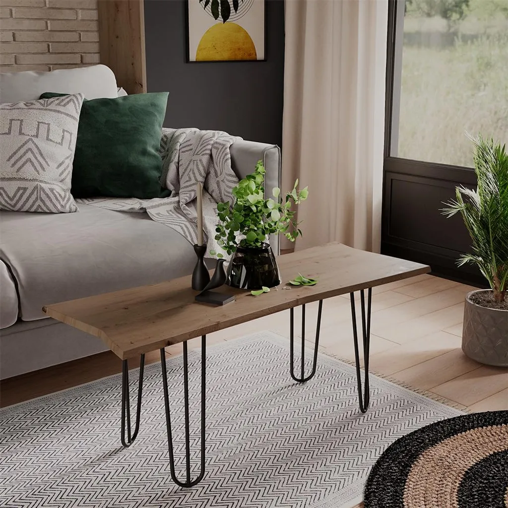 Table de salon rectangulaire Vicco Yan Artisan 100cm décor bois naturel