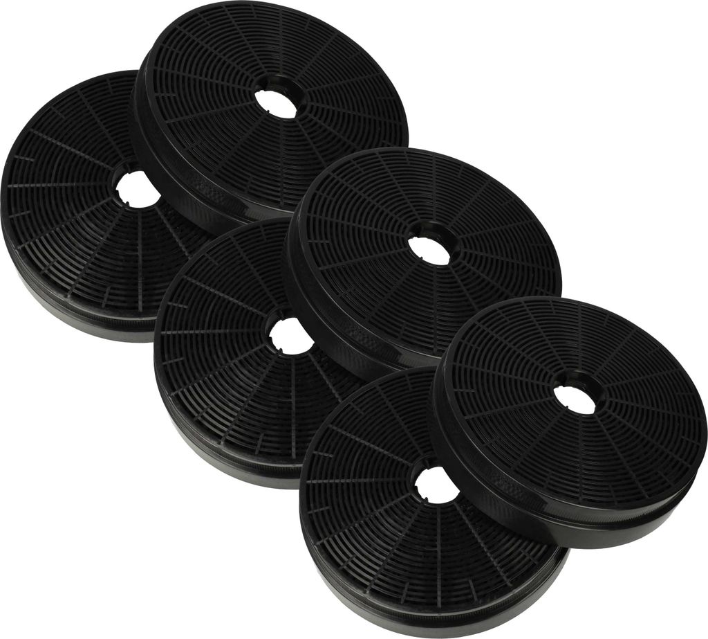 vhbw 6x Aktivkohlefilter kompatibel mit Klarstein 10029385, 10029387, 10029388, 10031900, 10031902, 10031903, 10031904 Dunstabzugshaube - 17,5 cm