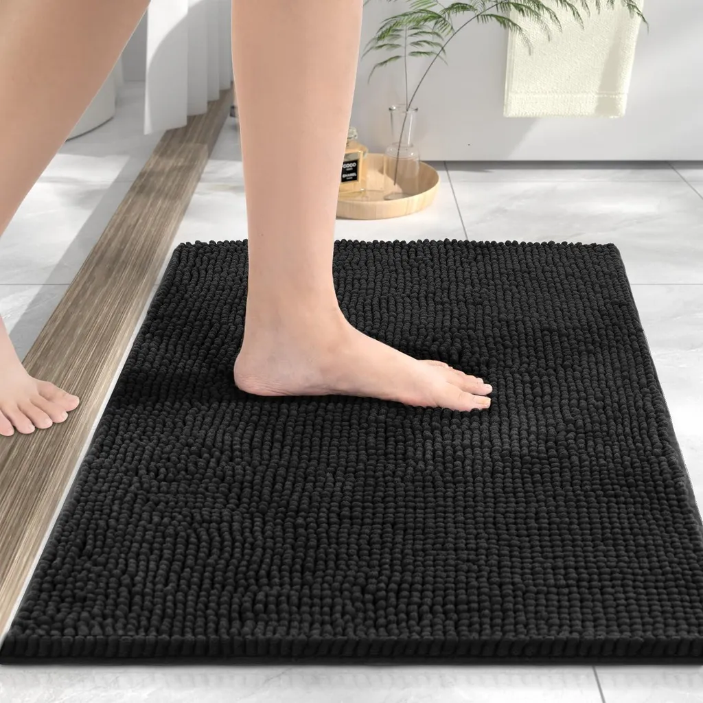 Tapis de bain antidérapant noir 40x60 idéal pour douche et bain