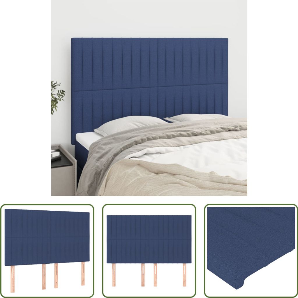The Living Store Kopfteile 4 Stk. Blau 72x5x78/88 cm Stoff