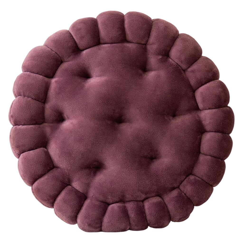 Sitzkissen verdickte hohe Elastizität bequeme weiche runde entzückende Kekse Form Stuhlmattenpad für Sofa-Dunkelviolett