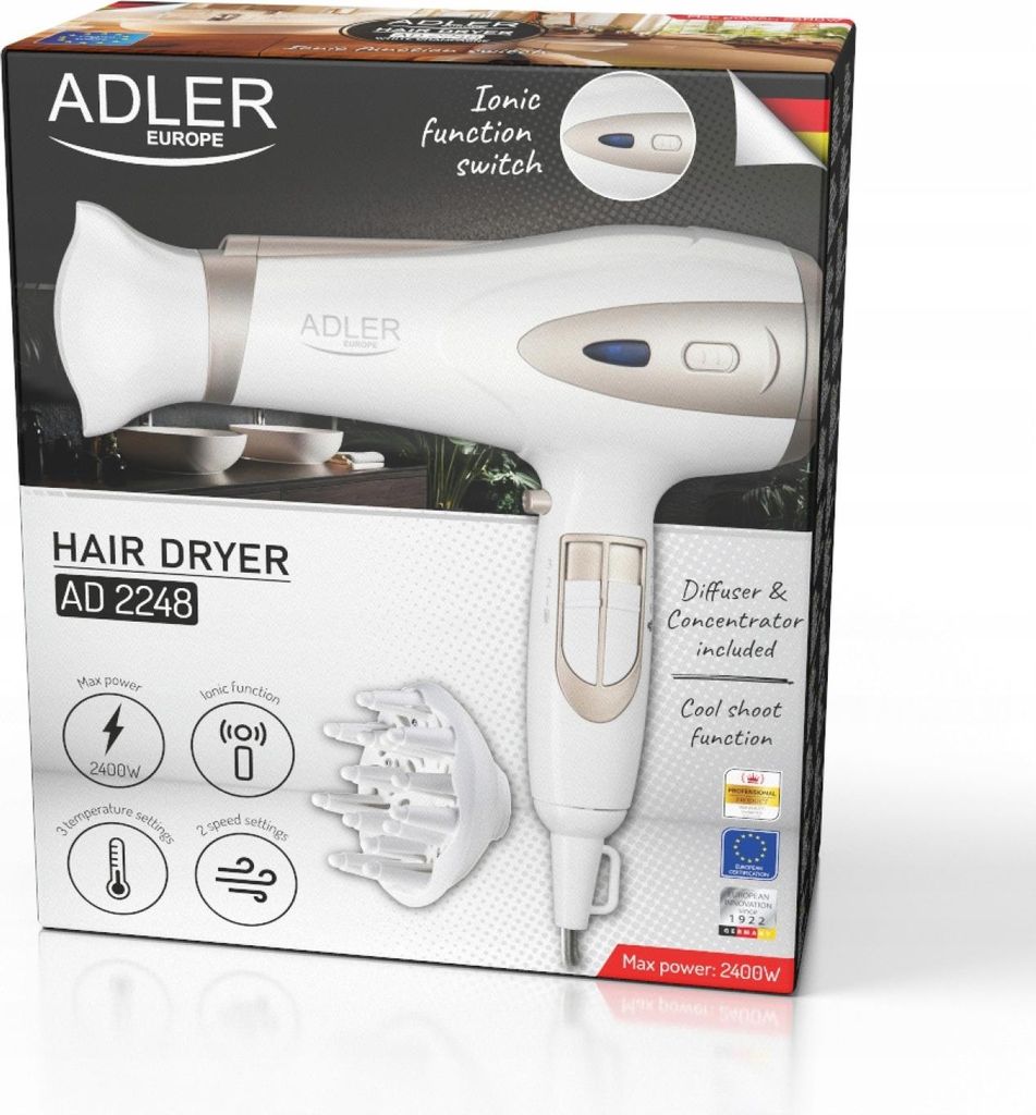 Adler AD 2248wc Haartrockner 2400W weiß/champagner
