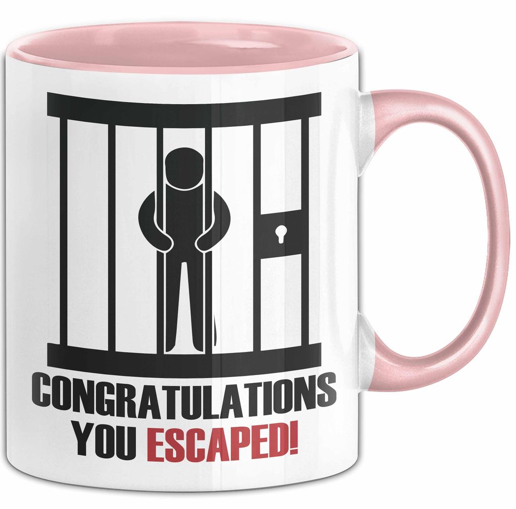 Abschied Tasse Geschenk Jobwechsel Geschenkidee Congratulations You Escaped Kollege Abschiedsgeschenk Idee Kollegin (Rosa)
