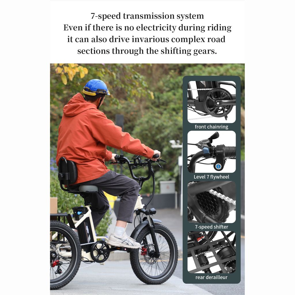 Onesport 20" faltbares Elektro-Dreirad schwarz mit 250W Produktbild 6