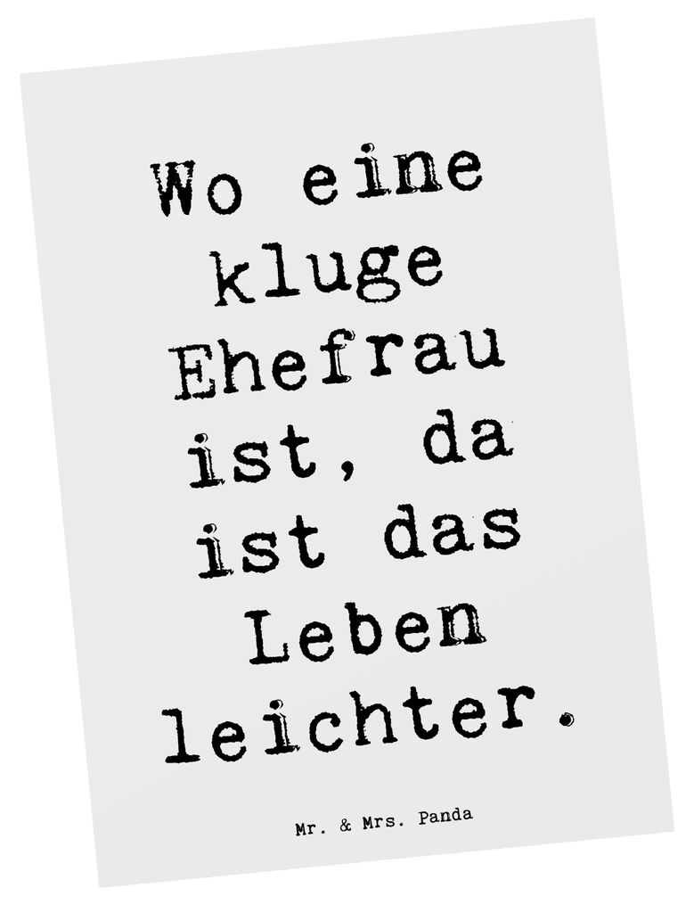 Mr. & Mrs. Panda Grußkarte Spruch Kluge Ehefrau - Weiß - Geschenk, Lebensqualität, Partnerschaft, Postkarten, Familie, Dankeschön, Postkarte, f...