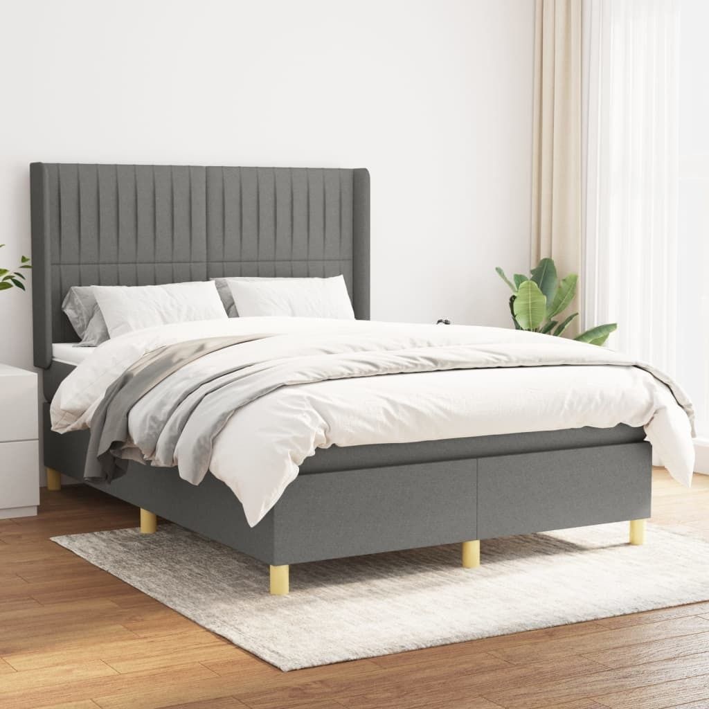 Maison Exclusive - Boxspringbett mit Matratze Dunkelgrau 140x190 cm Stoff