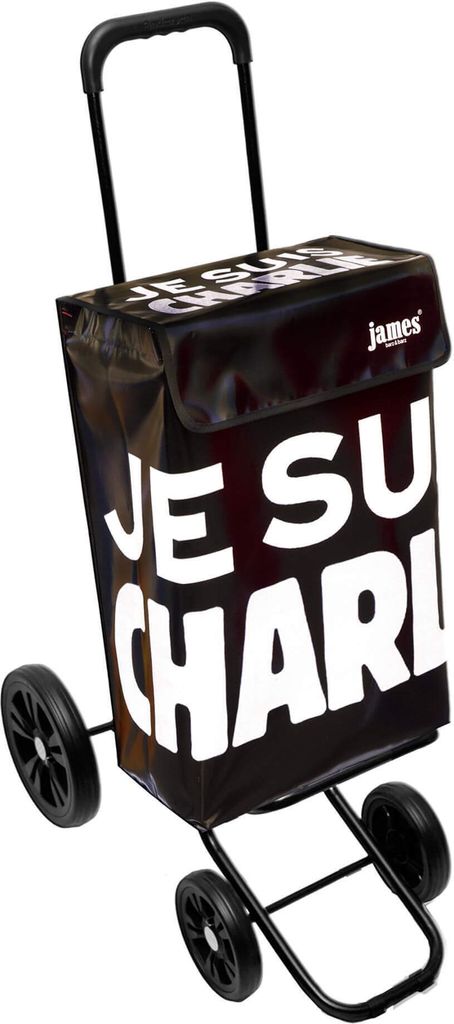 James Einkaufstrolley - JE-SUIS-CHARLIE - stabiler Einkaufswagen mit individuellem Design - einfarbig: schwarz in Ausführung: Quattro-4Raeder