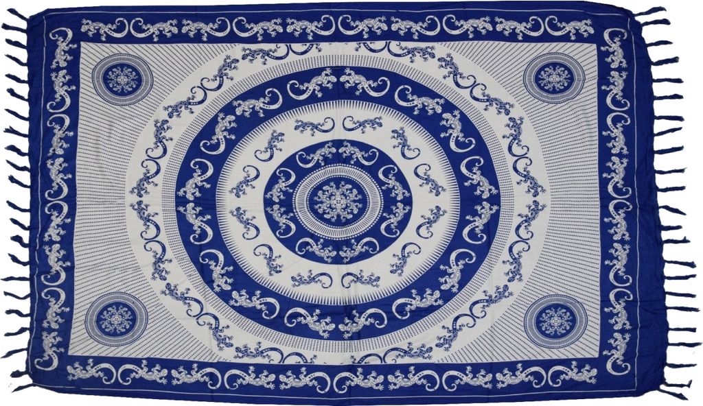 Sarong Pareo Wickelrock Wickeltuch Strandtuch Handtuch Stola Tuch Schal Badebekleidung 140x120 cm, blau