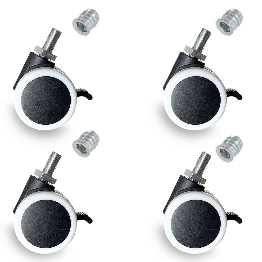 Sämann 4er Set Möbelrolle schwarz/grau Gummirolle Lenkrolle Hartbodenrolle