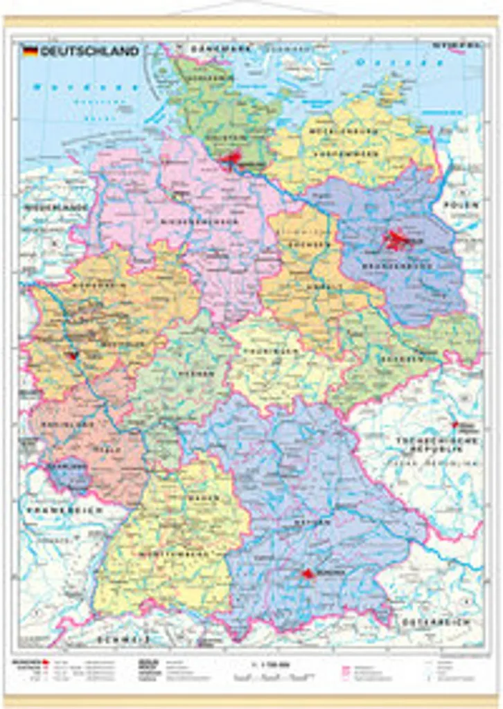 Carte géographique Allemagne politique miniature pour bureau et mur