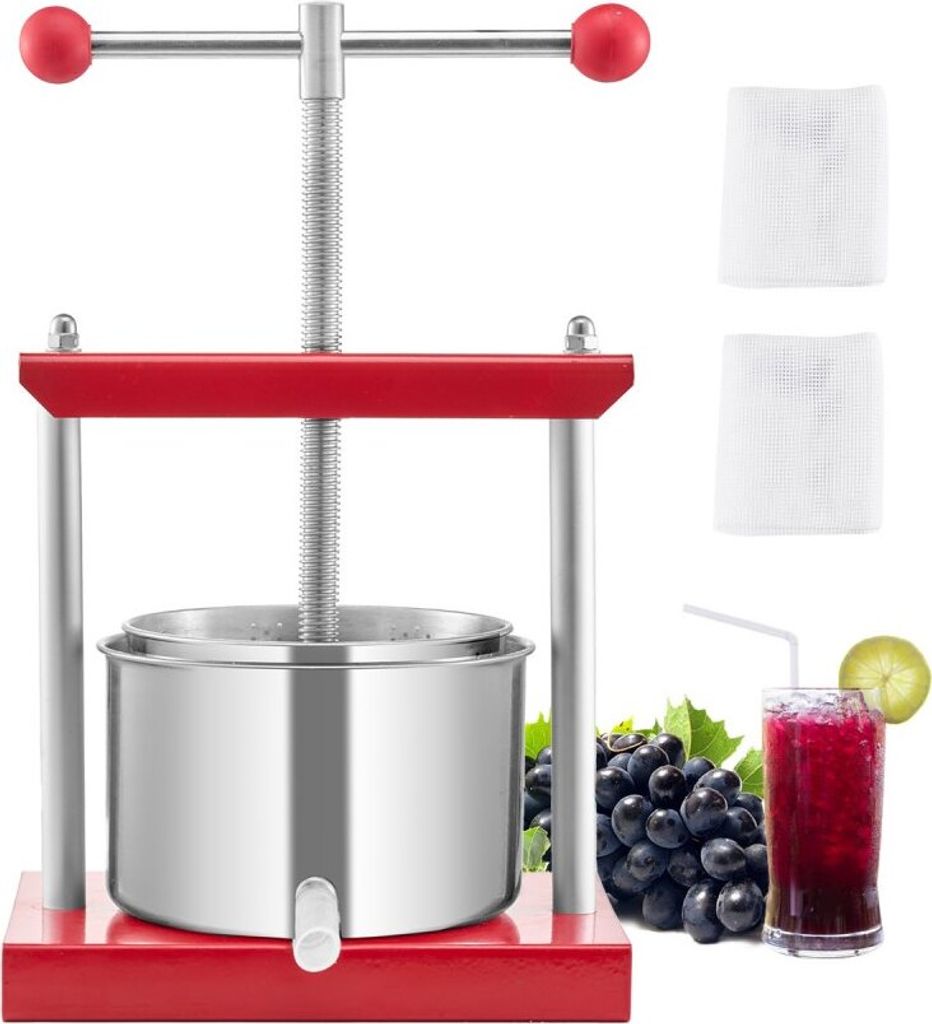 Manuelle Obstweinpresse 3L - Edelstahl Apfelpresse für Produktbild 
