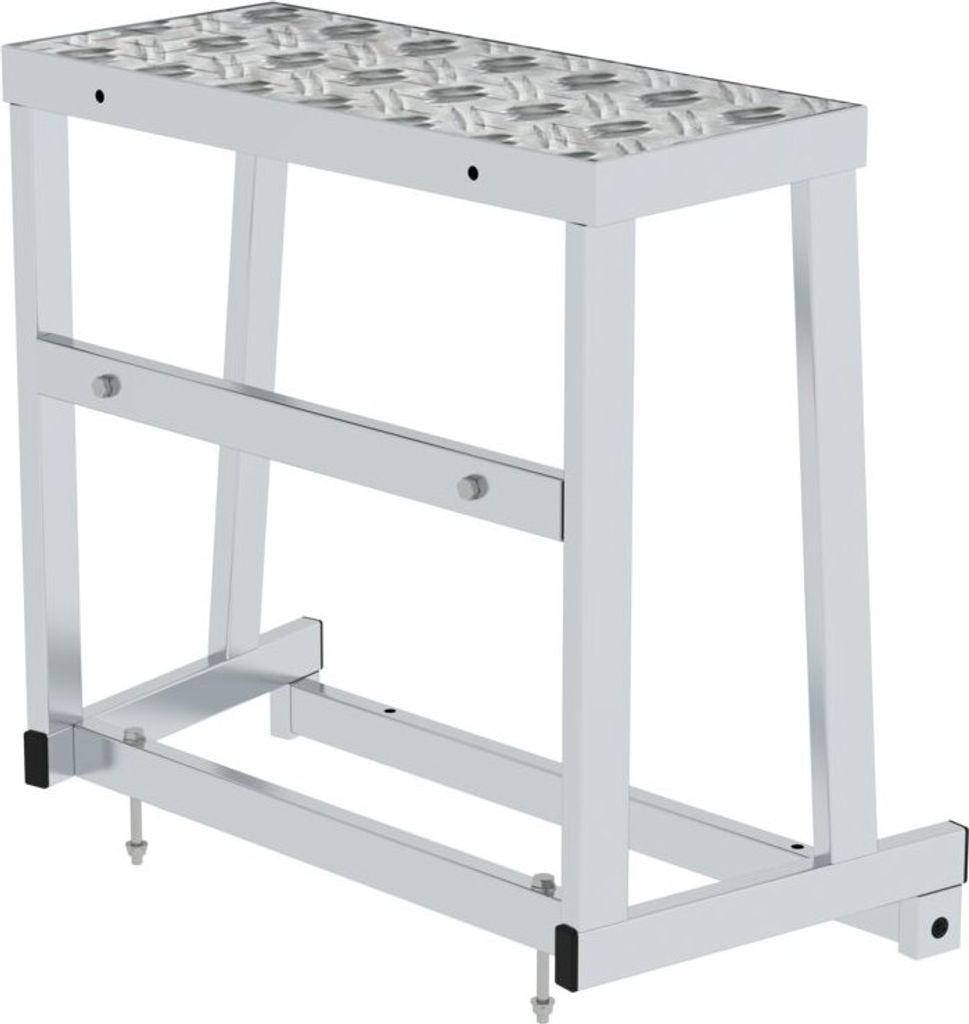 Arbeitspodest modular | Erweiterungsmodul | 3 Stufe | Aluminium-Warzenblech | Rutschfeste Kunststoffschuhe