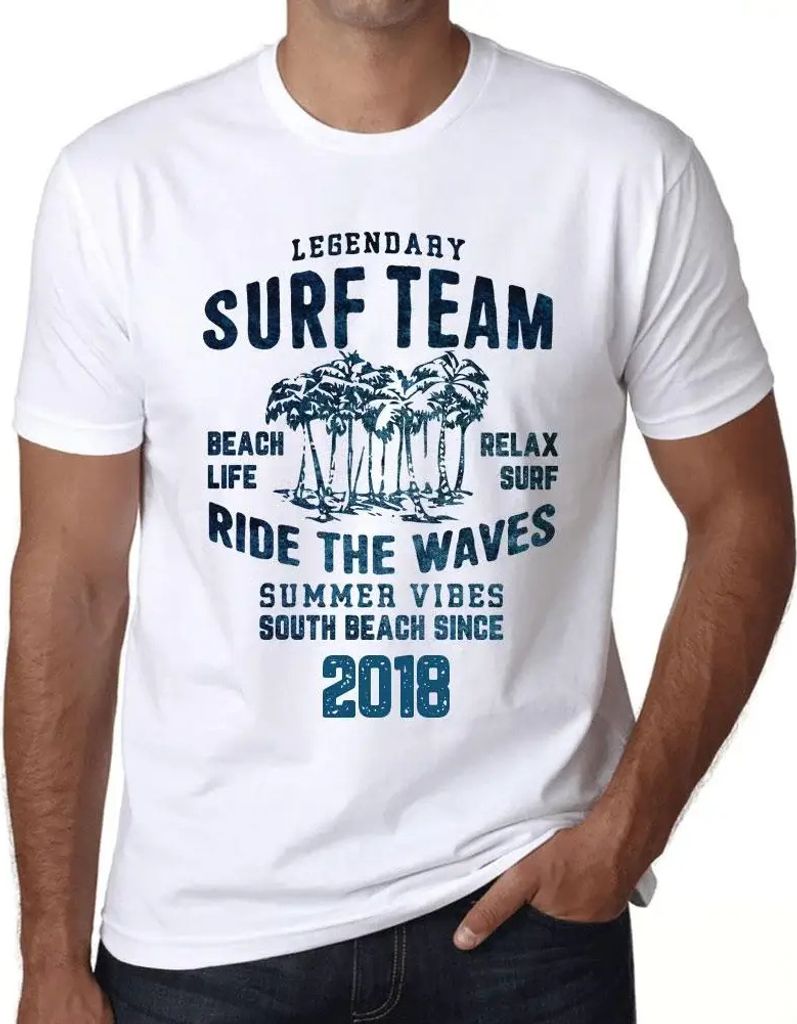 Herren Grafik T-Shirt Surf-Team Strandleben Reiten Sie die Wellen seit 2018 – Surf Team Beach Life Ride the Waves Since 2018 – Geschenk 6. Gebu...