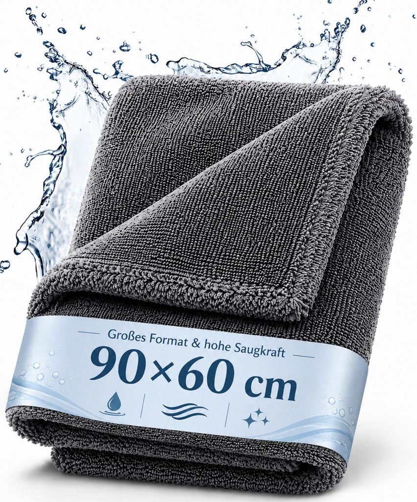 Auto Trockentuch XXL 90 x 60 cm – saugstarkes Produktbild 