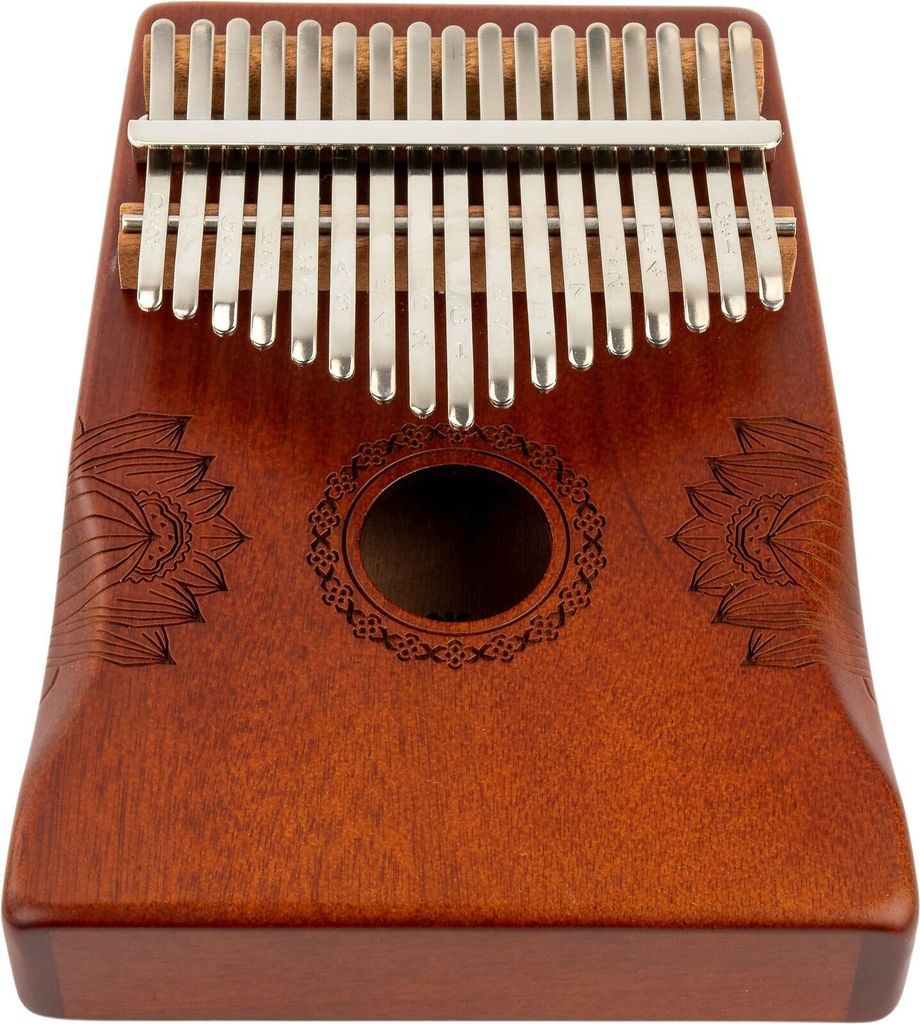 Hohle Kalimba aus Mahagoni mit 17 Tasten, C-Dur gestimmt, in der Farbe Rot