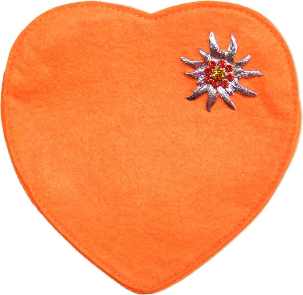 Herz Trachten Handtasche mit Edelweiß | Orange