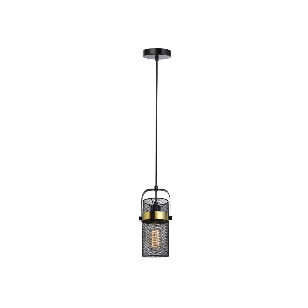 Lampe suspendue design en rotin et métal LUMINOS - 153 cm Noir et Or