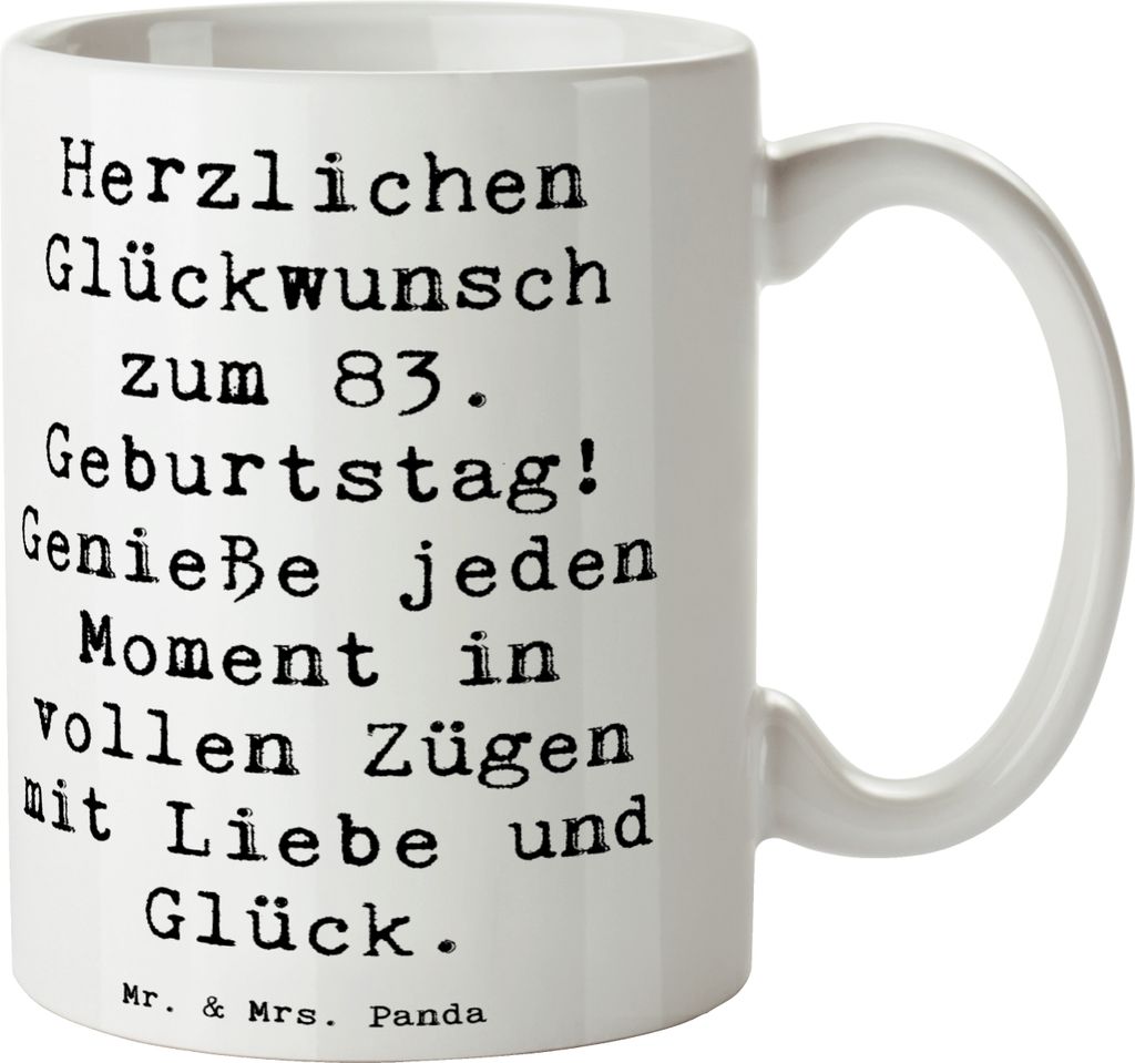 Mr. & Mrs. Panda Teetasse Spruch 83. Geburtstag Liebe Glück - Weiß - Geschenk, Geburtstagsfeier 83 Jahre, Tasse, Freude und Harmonie, Geburtstags...