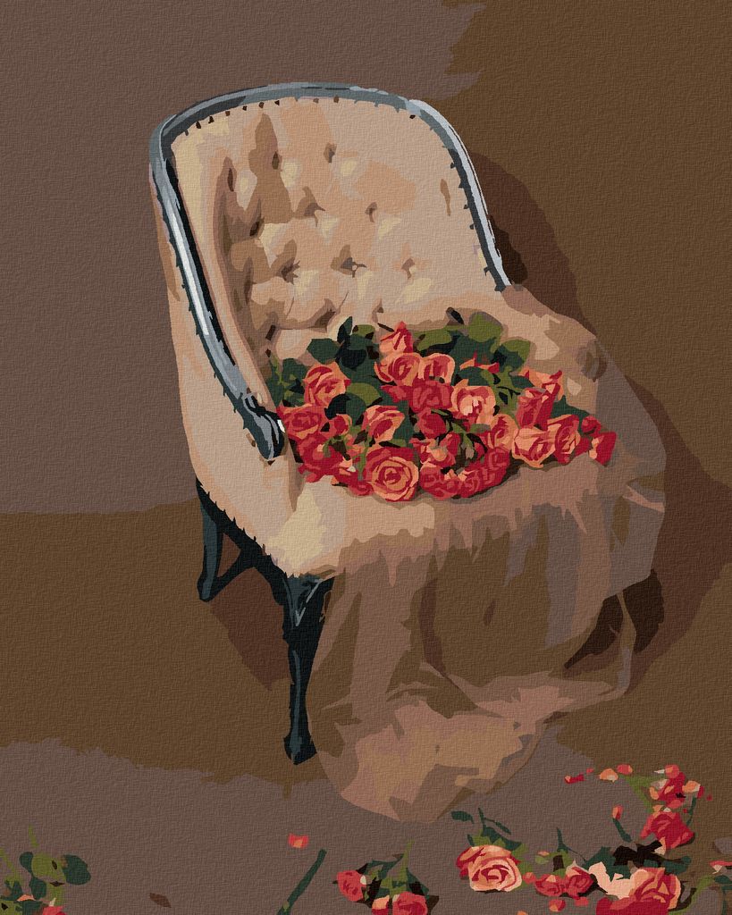 Zuty - Malen nach Zahlen - ROSE AUF SAMTSESSEL, 40x50 cm, ohne Keilrahmen