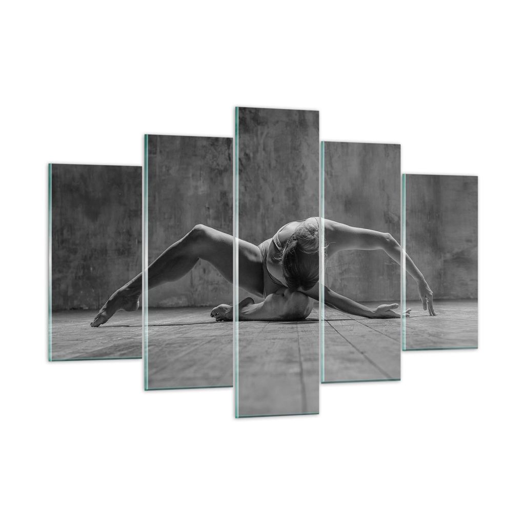 Bilder auf glas - 5 Teile - Tanz Schwarzweiß Frau - 150x100cm - Glasbilder - Wandbilder - Bilder - zum Aufhängen bereit - Wanddekoration aus Glas...