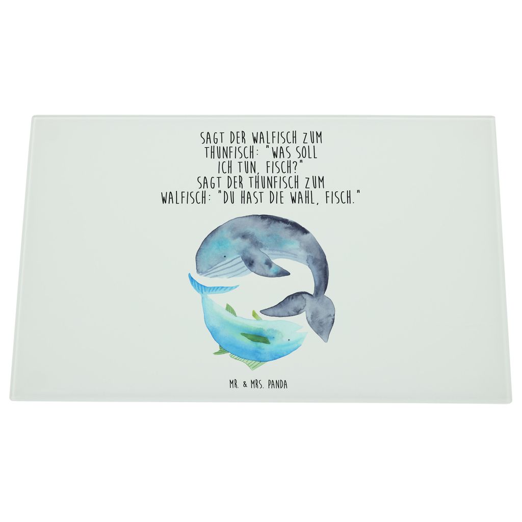 Mr. & Mrs. Panda Schneidebrett Aus Glas Walfisch Thunfisch - Weiß - Geschenk, Tunfisch, Spruch Lustig, Des Tages, Glasschneidebrett, Witz, Wal, K...