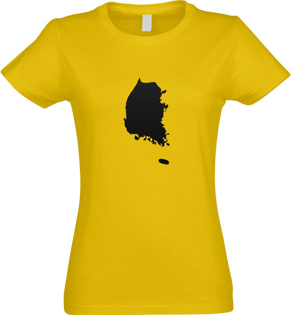 Kiwistar - T-Shirt tailliert - Damen - gelb - Korea, Süd Umriss Kontur - mit Motiv Bedruckt - Funshirt Design - Sport - Freizeit - Damen - S