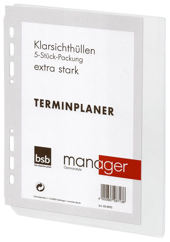 BSB Ersatzeinlage Klarsichthüllen, ca. A5, 6-Fach Lochung - Produktbild 