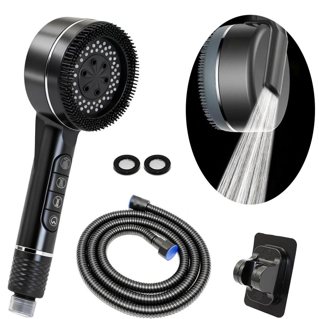 5 Modi Duschkopf Handbrause Set mit 8-stufigem Filter,Hochdruck Wassersparfunktion,Turbinen-Luftdruck,Stopp-Taste,Anti-Kalk Düsen, für hartes Wasser
