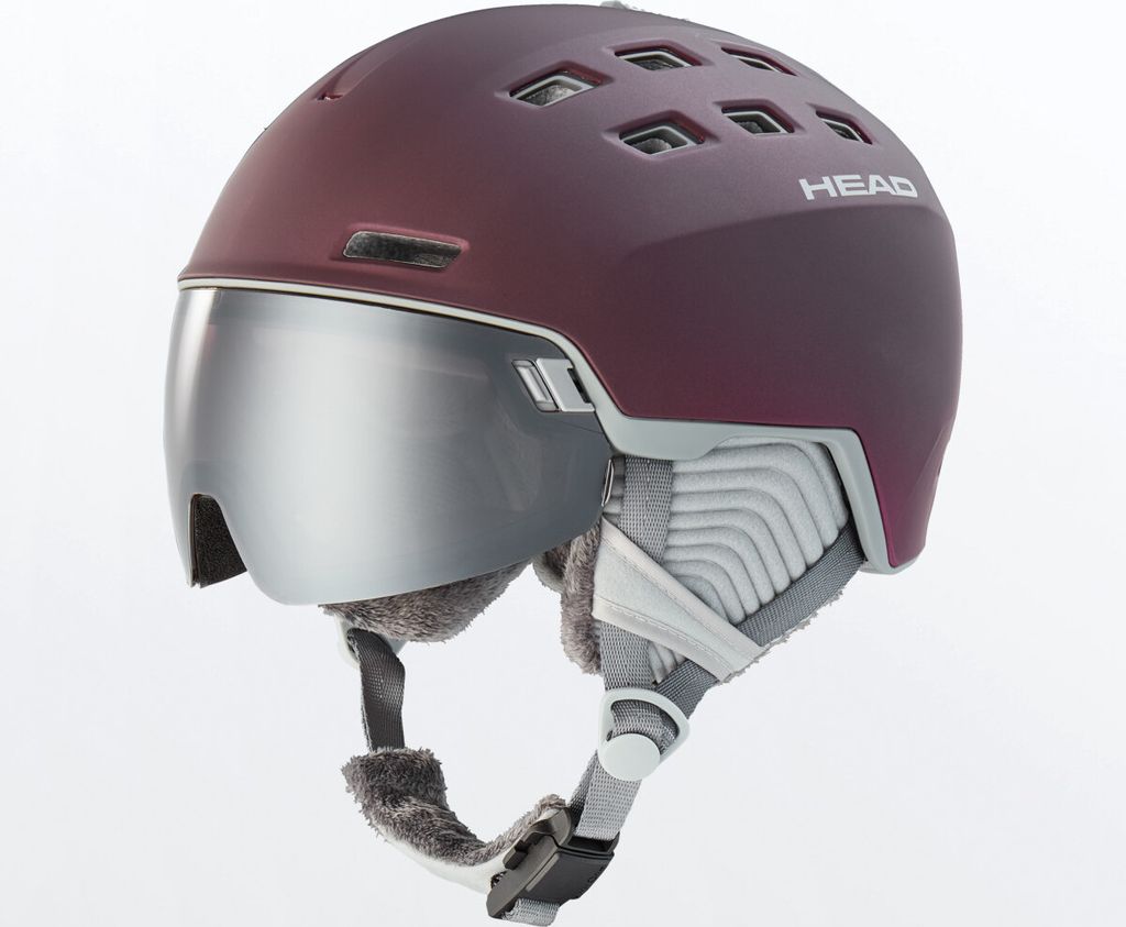 HEAD Skihelm Rachel 5K burgundy + Spare Lens Damen Ski Helmet Skihelme M/L (56-59 cm) Snowboardhelm mit Visier Wintersport Schutzhelm Winter