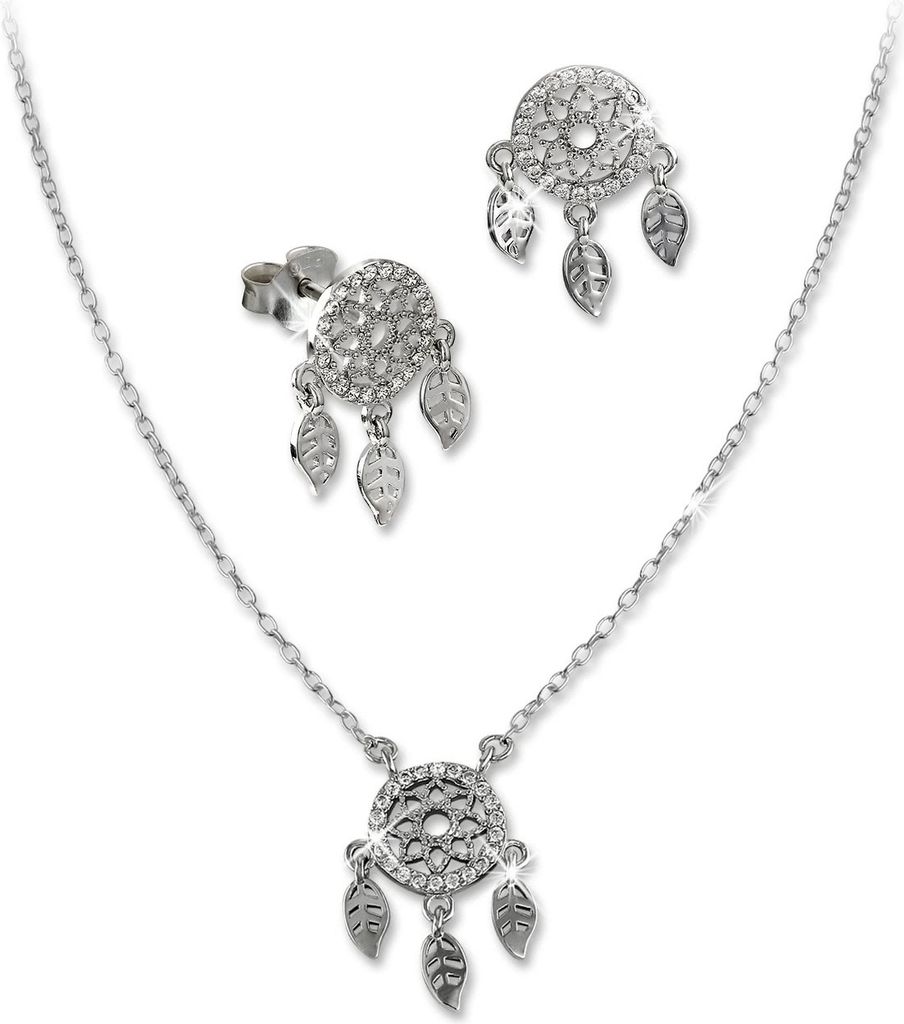 SilberDream Zirkonia Set Kette Anhänger Ohrringe Silber weiß Damen GSS406W