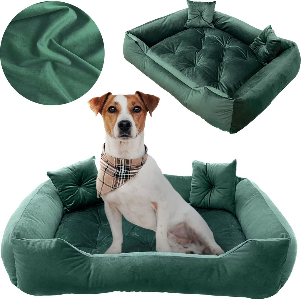Hundebett Hundekissen 135x100 cm Katzenbett Hundesofa Hundekorb Velour Grün