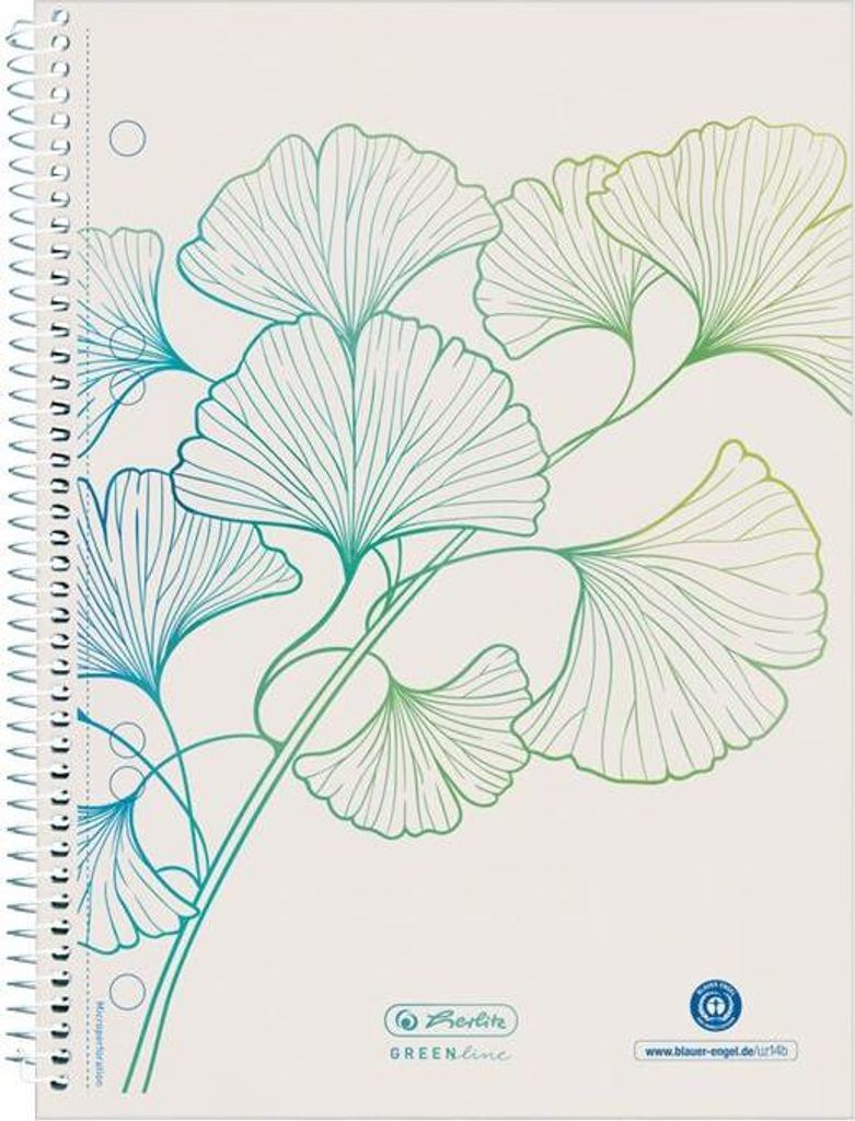 herlitz Collegeblock GREENline Ginkgo DIN A5 kariert weiß 70 Blatt