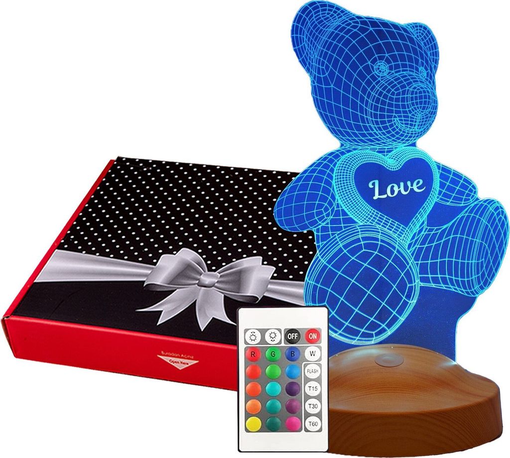 Geschenkelampe LED Teddybär Geschenke 3D Nachtlicht Teddybear Lampe