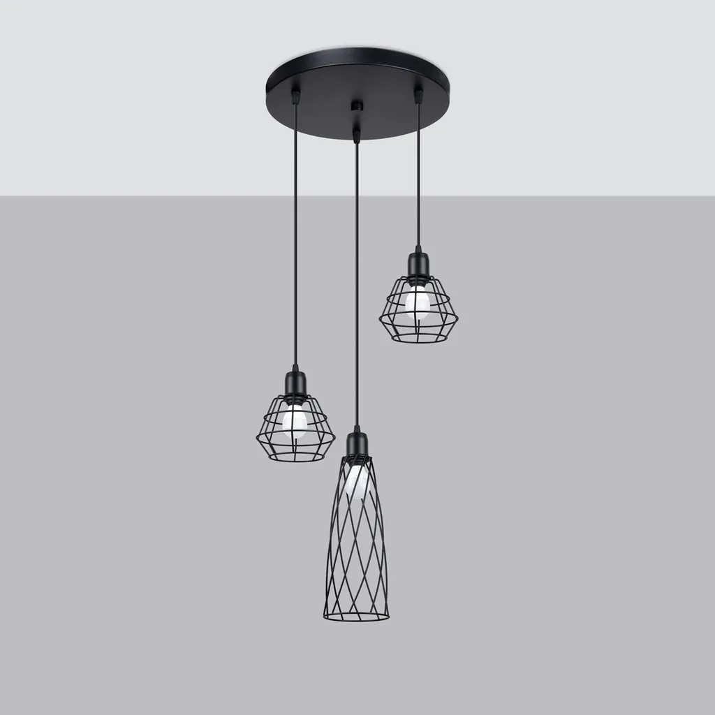 Suspension noire 3 sources SUBA idéale pour table à manger et loft - 2