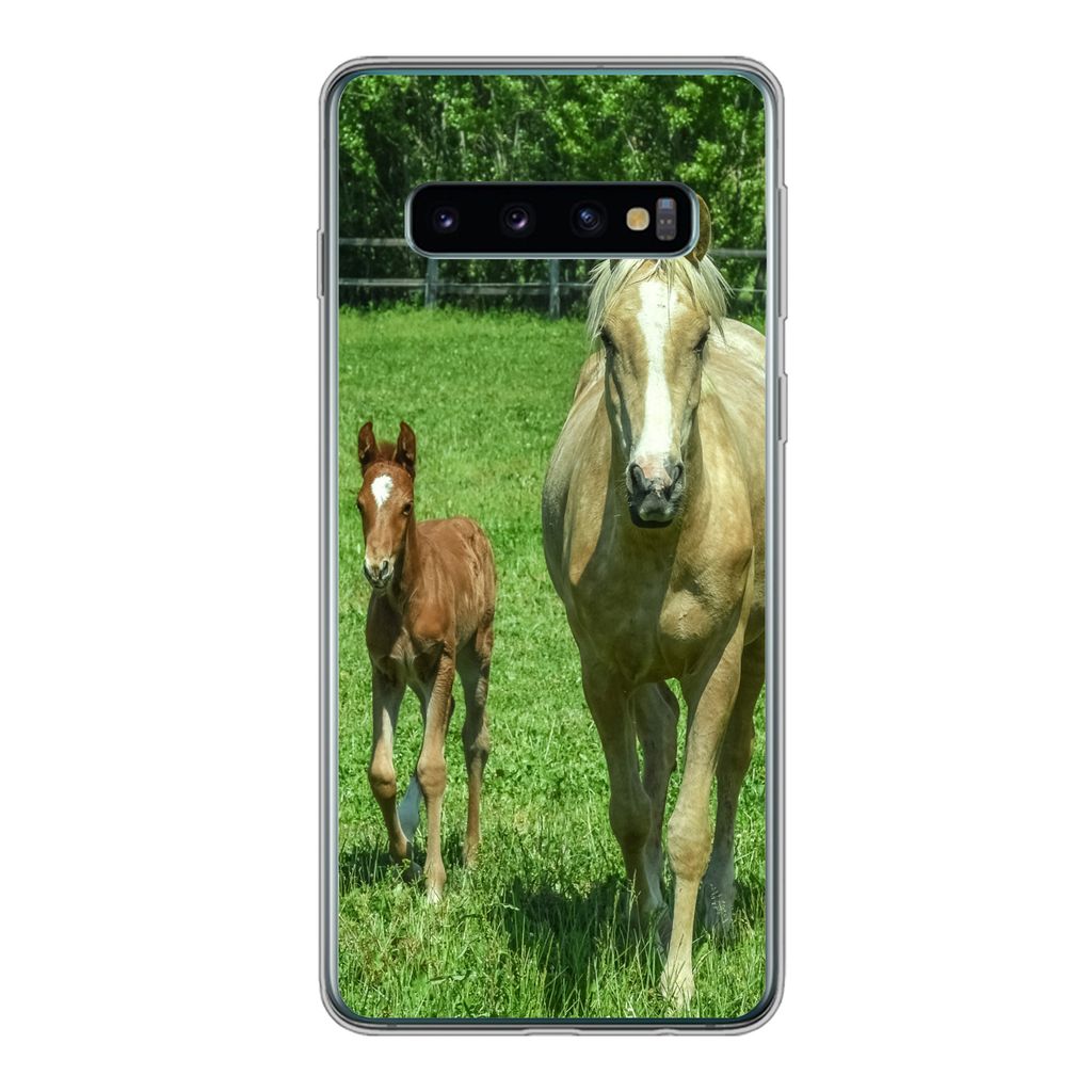 MuchoWow Handyhülle Schutzhülle Hülle für Samsung Galaxy S10 Pferd - Fohlen - Tiere Silikon Softcase Handy Hülle - Handytasche