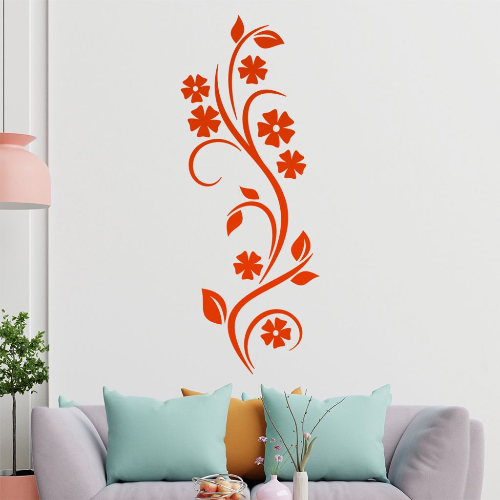 Kleine Blüten - Ranke Wandtattoo in 6 Größen - Wandaufkleber Wall Sticker - Dekoration, Küche, Wohnzimmer, Schlafzimmer, Badezimmer