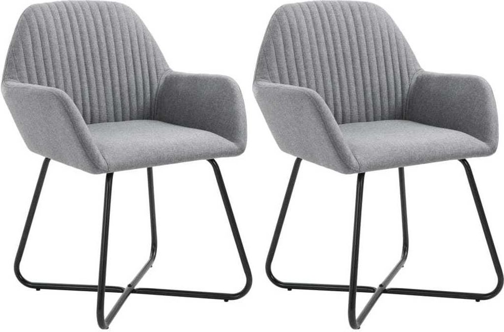 Esszimmerstühle 2 Stk. Hellgrau Stoff