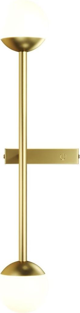 Wandleuchte Metall Glas LED Dimmer 48 cm hoch mit Schalter in Messing Weiß warmweißes Licht 3000 K 800 lm