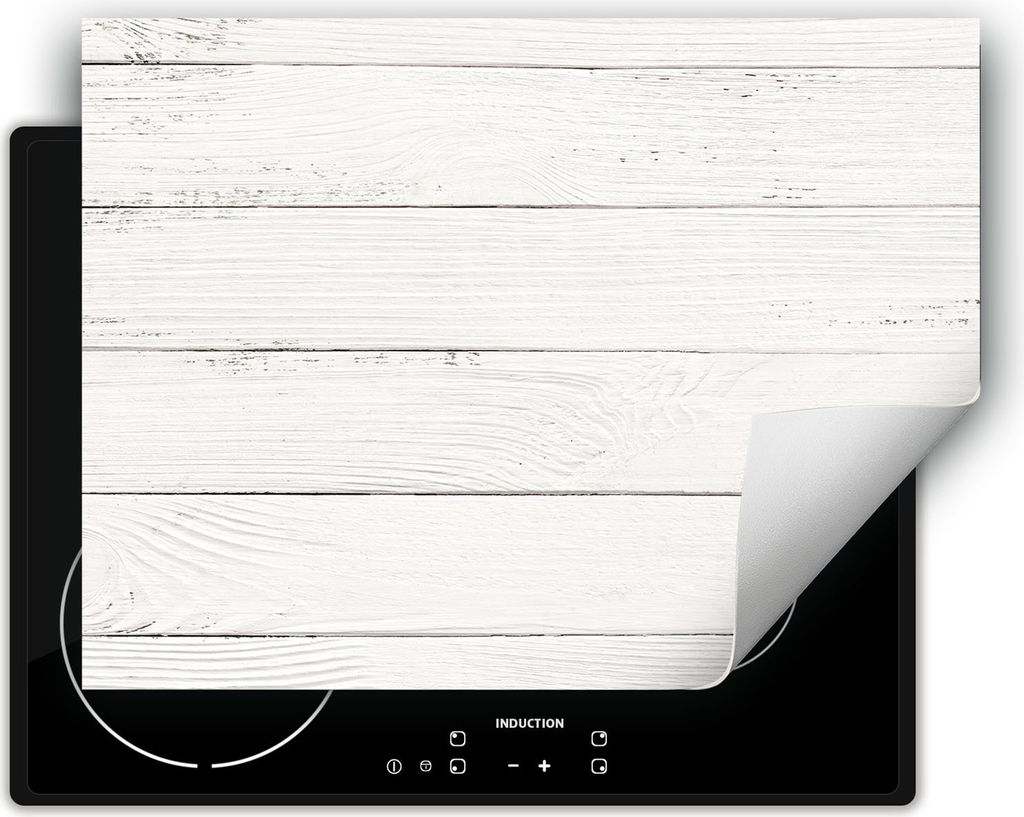 DarHaus Herdabdeckplatte 70x52 cm Anti Rutsch Matte Aufrollbar, weiß - Holz