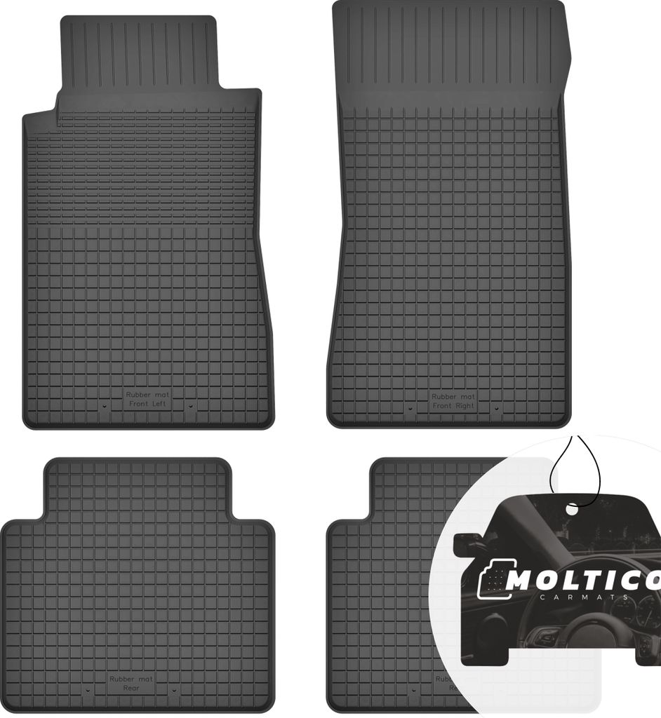 Gummimatten mit Rand Auto Fußmatten Gummi Automatten Passgenau 4-teilig Set - passend für Mercedes C W202 1993-2000