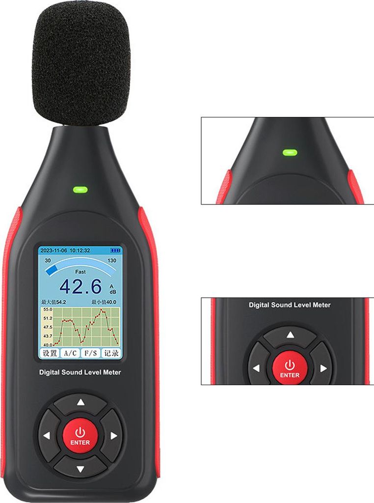 Professionelles Lärmmessgerät 30–130 dB, USB Produktbild 