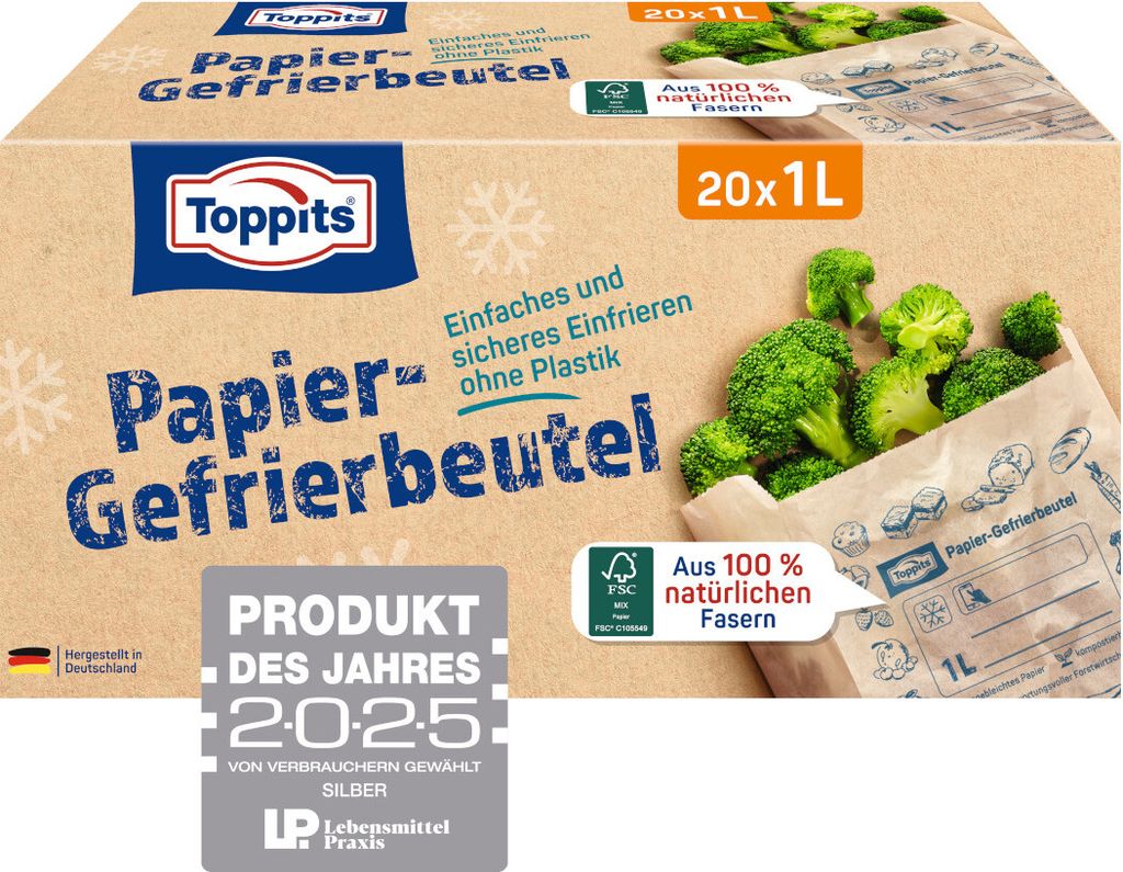 Papierowe torebki do zamrażania Toppits o pojemności 1 Zdjęcie produktu 