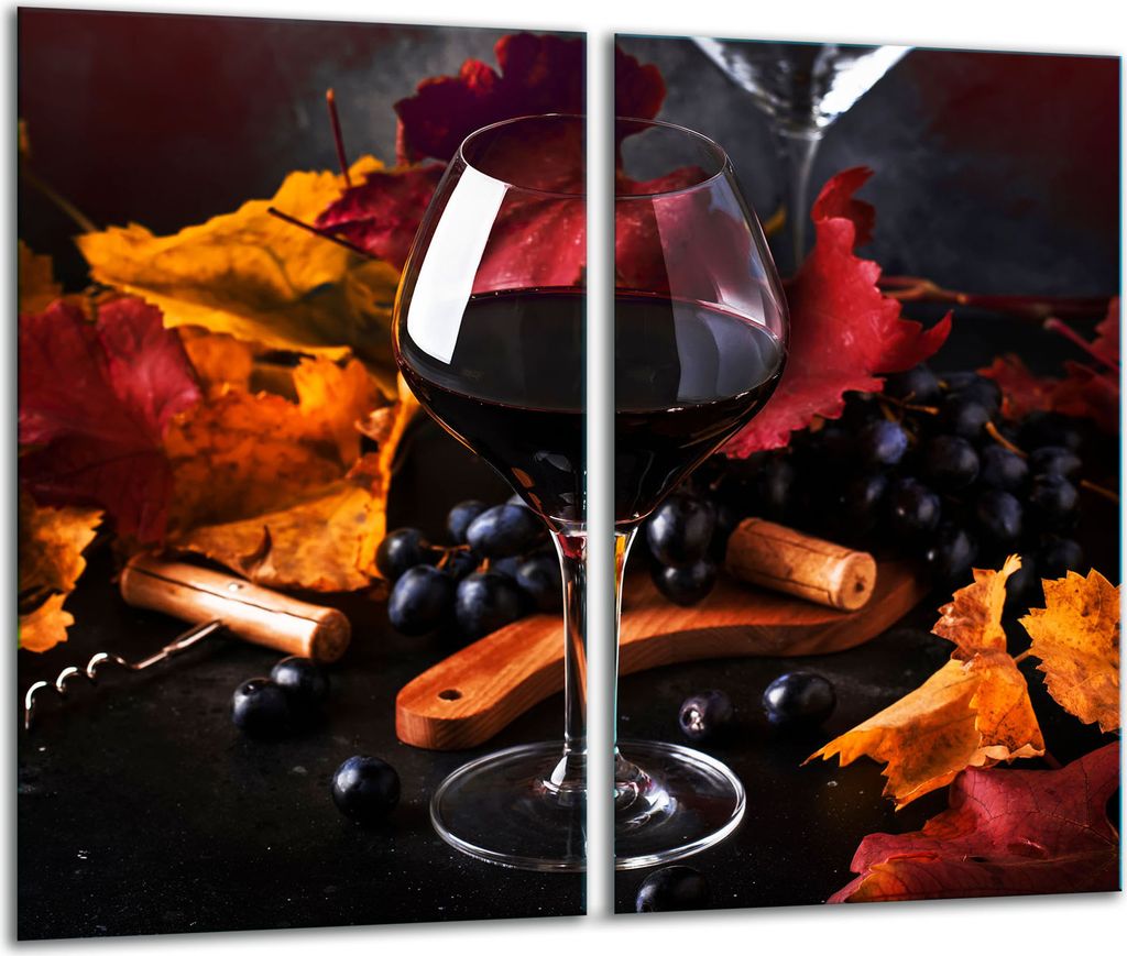 Herdabdeckplatten 2 teilig 30x52 Glaskeramikfeld Abdeckung Glas Wein