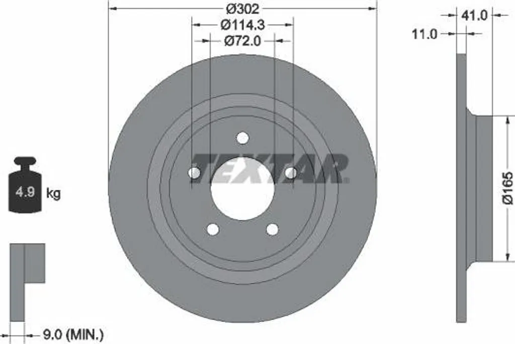 Disque de frein TEXTAR 92148200 pour Mazda 5 - Réf OE C23Y26251A arrière