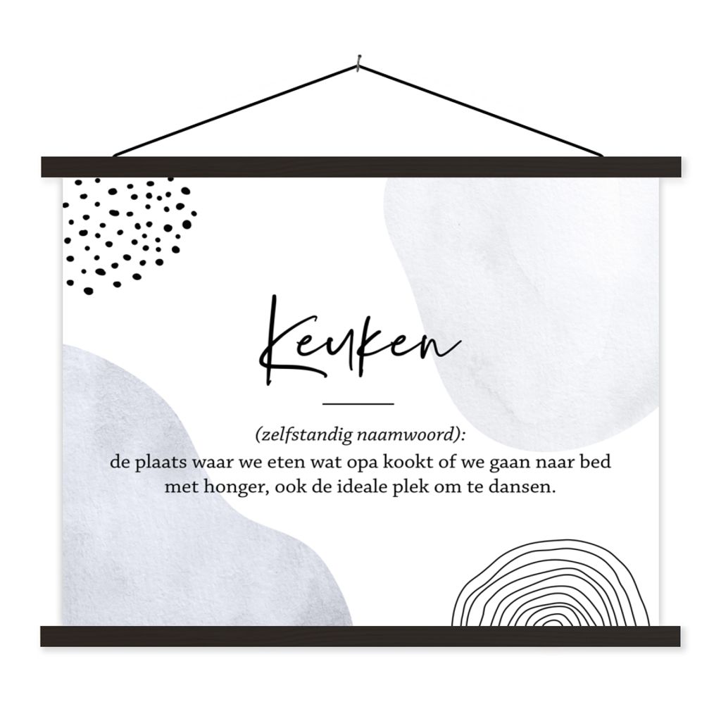 MuchoWow Textilposter Küche - Großvater - Zitate - Wörterbuch - Definition Küche 150x113 cm mit holzfarbenen Rahmen - Poster