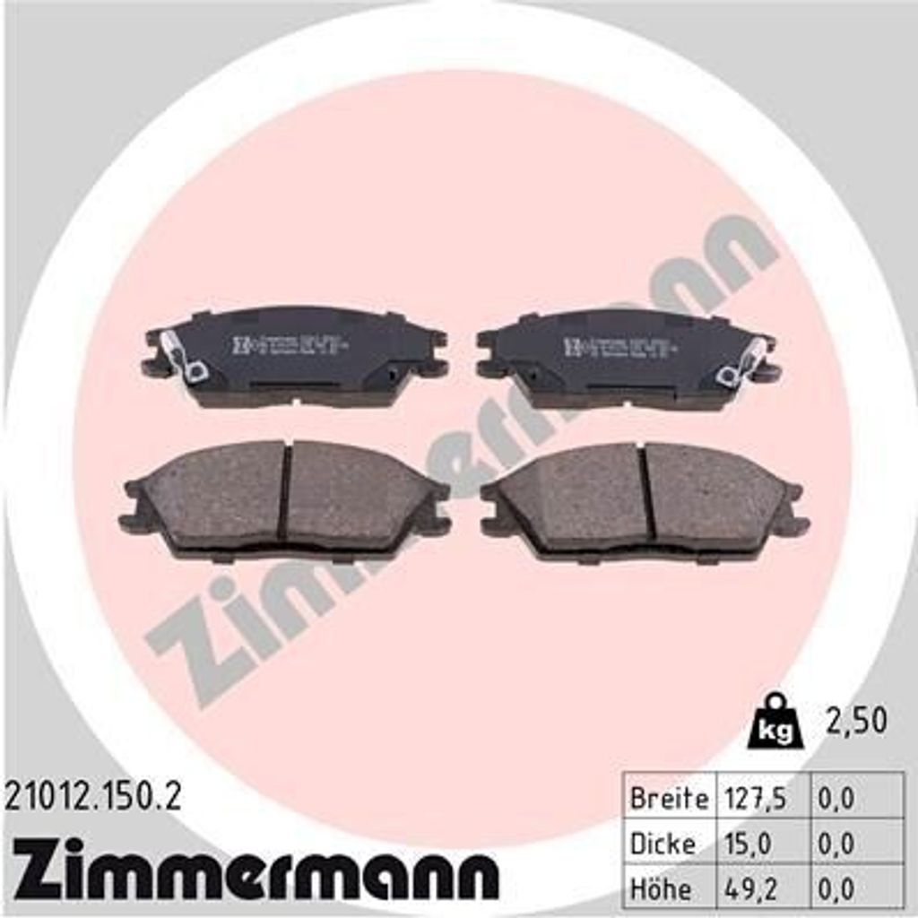 ZIMMERMANN 21012.150.2 - Bremsbeläge für Accent I (X-3), Accent II (LC), S (SLC), Getz (TB), Lantra I (J-1)