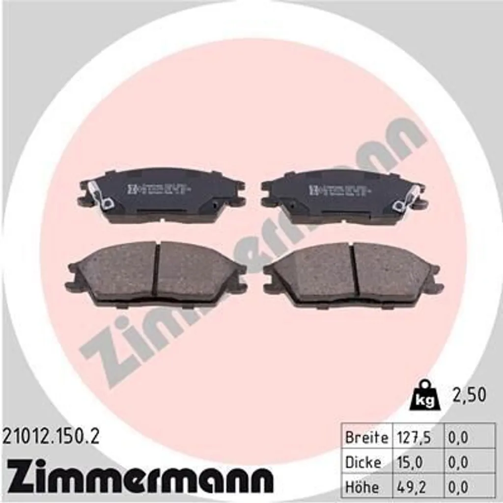 Plaquettes de frein auto Zimmermann pour modèle Hyundai Getz TB